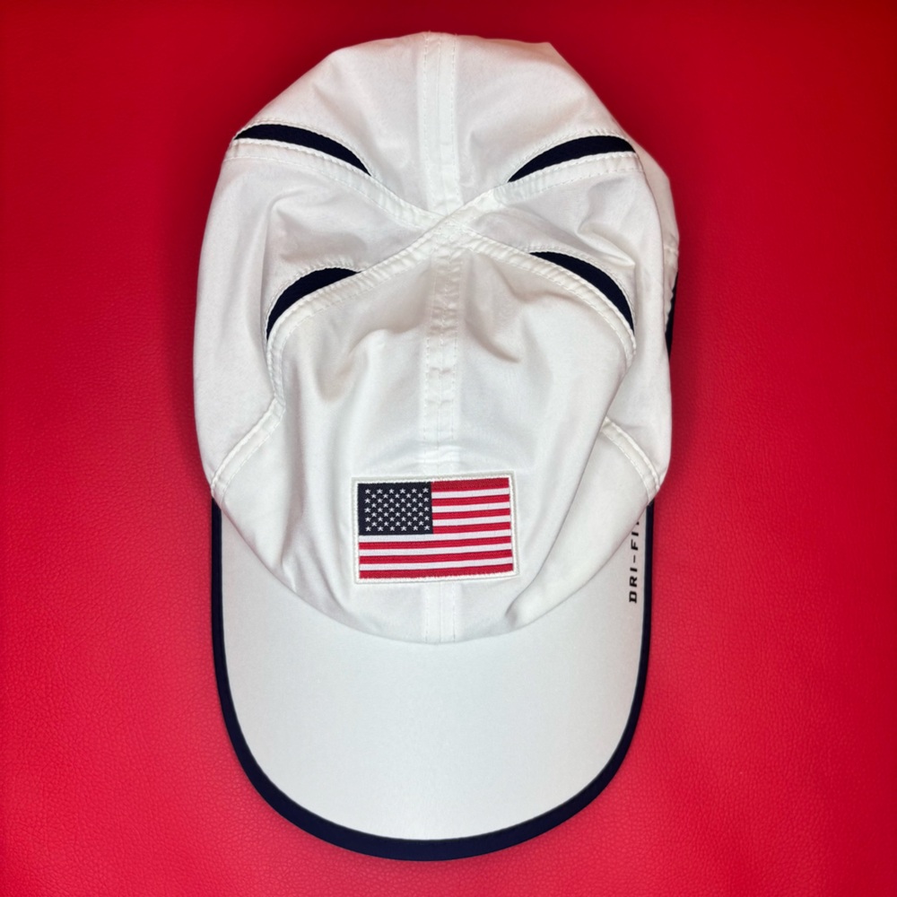 Nike Dri-Fit Featherweight American Flag Patch White Adult Cap